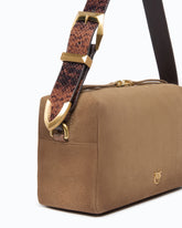 Medium crossbody Boston bag in spray-effect suede - Beige | Pinko