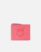 Raffia clutch with Love Birds logo - Pink Pinko | Pinko