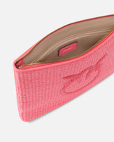 Raffia clutch with Love Birds logo - | Pinko