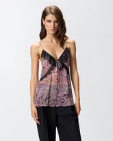 Top mit Kaschmir-Print und Spitze - | Pinko