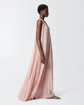 Long pleated dress with slit - Beige | Pinko