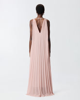Long pleated dress with slit - Beige | Pinko