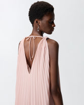 Long pleated dress with slit - Beige | Pinko