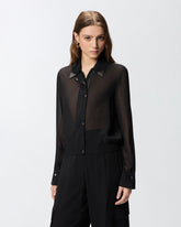 Semi-sheer shirt with metallic details - | Pinko