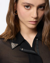 Semi-sheer shirt with metallic details - | Pinko