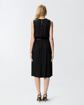 Ärmelloses Midikleid aus floralem Jacquard mit Gürtel - | Pinko