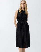 Ärmelloses Midikleid aus floralem Jacquard mit Gürtel - | Pinko