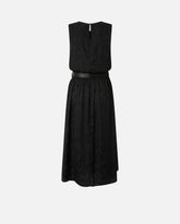 Ärmelloses Midikleid aus floralem Jacquard mit Gürtel - | Pinko