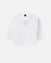 Cropped T-shirt with Love Birds embroidery - White | Pinko