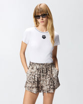 Geripptes T-Shirt mit Stickerei Love Birds - | Pinko