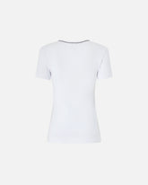 Fine-rib T-shirt with Love Birds embroidery - Multicolor Black-White | Pinko