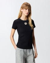 Geripptes T-Shirt mit Stickerei Love Birds - | Pinko
