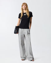 Geripptes T-Shirt mit Stickerei Love Birds - | Pinko