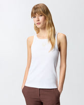 Ribbed vest top with Love Birds embroidery - White | Pinko