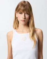 Ribbed vest top with Love Birds embroidery - White | Pinko