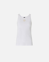 Ribbed vest top with Love Birds embroidery - White | Pinko