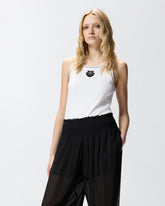 Ribbed vest top with Love Birds embroidery - Multicolor Black-White | Pinko