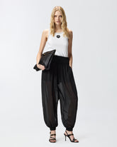 Ribbed vest top with Love Birds embroidery - Multicolor Black-White | Pinko