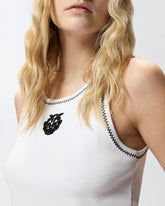 Ribbed vest top with Love Birds embroidery - Multicolor Black-White | Pinko