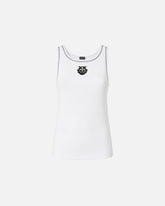 Ribbed vest top with Love Birds embroidery - Multicolor Black-White | Pinko