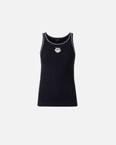 Ribbed vest top with Love Birds embroidery - Multicolor Black-White | Pinko