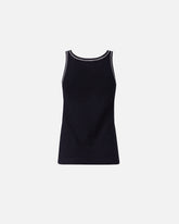 Ribbed vest top with Love Birds embroidery - Multicolor Black-White | Pinko