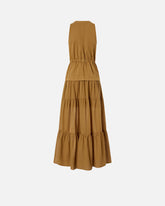 Langes Kleid aus Baumwolle mit Volant und Bändern - Orange | Pinko