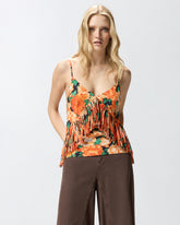Ärmelloses Top mit Fransen und floralem Print - | Pinko