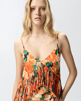 Ärmelloses Top mit Fransen und floralem Print - | Pinko