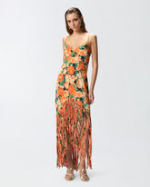 Langes Kleid mit Fransen und Print Botanic Garden - | Pinko