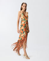 Langes Kleid mit Fransen und Print Botanic Garden - | Pinko