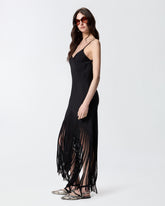 Long slip dress with fringing - | Pinko