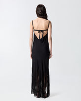 Long slip dress with fringing - | Pinko