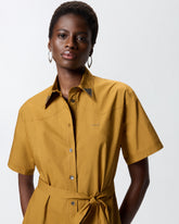 Long shirt dress with fringing and metallic details - | Pinko