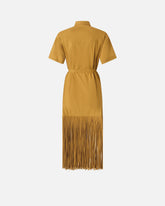 Long shirt dress with fringing and metallic details - | Pinko