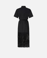 Long shirt dress with fringing and metallic details - Black | Pinko