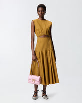 Sleeveless midi dress with pleats and cut-out - | Pinko