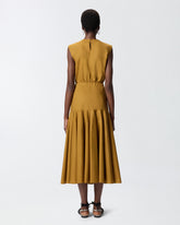 Sleeveless midi dress with pleats and cut-out - | Pinko