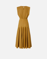 Sleeveless midi dress with pleats and cut-out - | Pinko