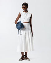 Ärmelloses Midikleid mit Falten und Cut-out - Weiß | Pinko