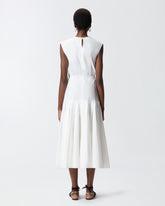 Ärmelloses Midikleid mit Falten und Cut-out - Weiß | Pinko