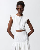 Ärmelloses Midikleid mit Falten und Cut-out - Weiß | Pinko