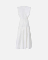 Ärmelloses Midikleid mit Falten und Cut-out - Weiß | Pinko