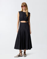 Ärmelloses Midikleid mit Falten und Cut-out - Schwarz | Pinko