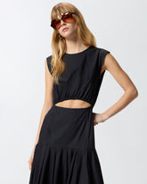 Ärmelloses Midikleid mit Falten und Cut-out - Schwarz | Pinko