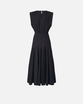 Ärmelloses Midikleid mit Falten und Cut-out - Schwarz | Pinko