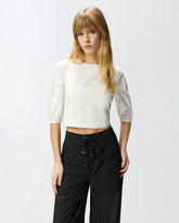Cropped backless blouse - White | Pinko