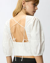 Cropped backless blouse - White | Pinko