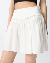 Short skirt with gathering and drawstring - | Pinko
