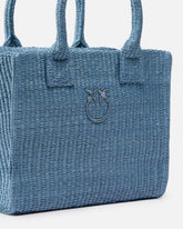 Kleiner Shopper Beach aus Bast mit Logo Love Birds - Hellblau | Pinko